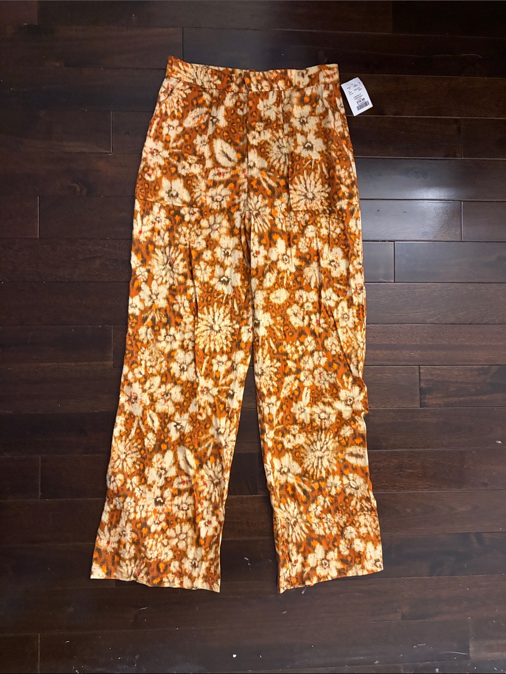 Zara Tie-Dye Wide Leg Bottoms in Orange and Cream